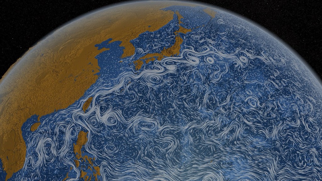 The Kuroshio current as illustrated by numerical simulation in the pacific ocean