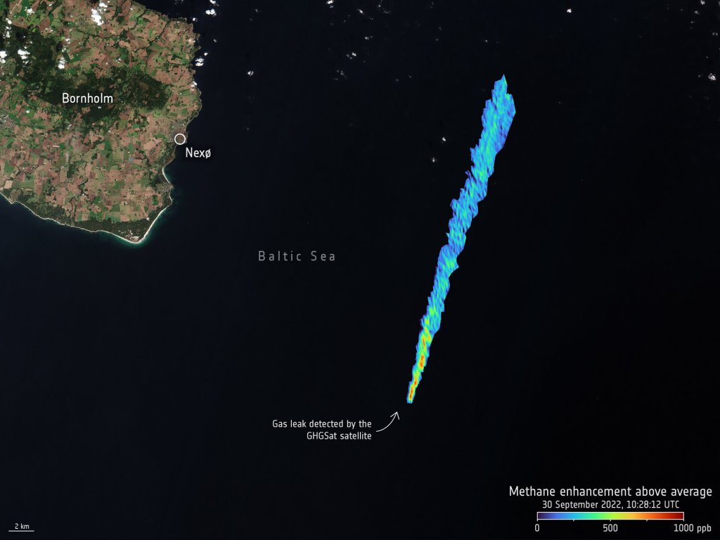 Measurement of the methane emissions which have been happening as a result of the leaks from the explosions happening in the Baltic sea North Stream 1 explosions